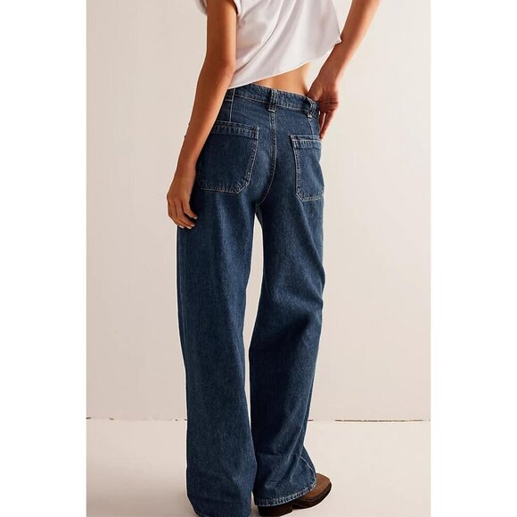 Women's High Waisted Straight Leg Baggy Jeans Casual Trendy Cargo Pants - Picture 3 of 5